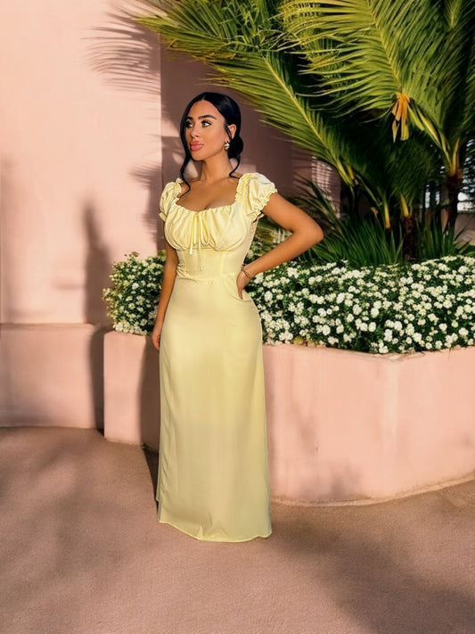 Devine Sweetheart Neck Short Sleeve Maxi Dress