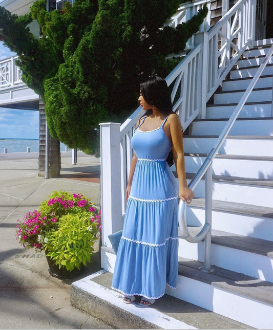 Tiered Square Neck Maxi Cami Dress