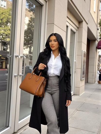 Lapel Collar Long Sleeve Coat