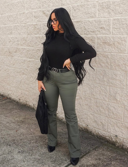 Zenana Clementine Full Size High-Rise Bootcut Jeans in Olive