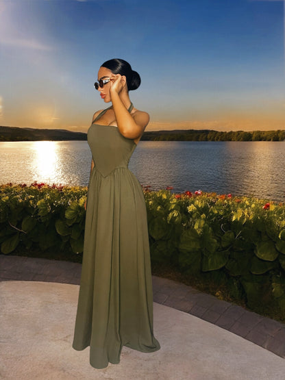 Halter Neck Maxi Dress with Pockets
