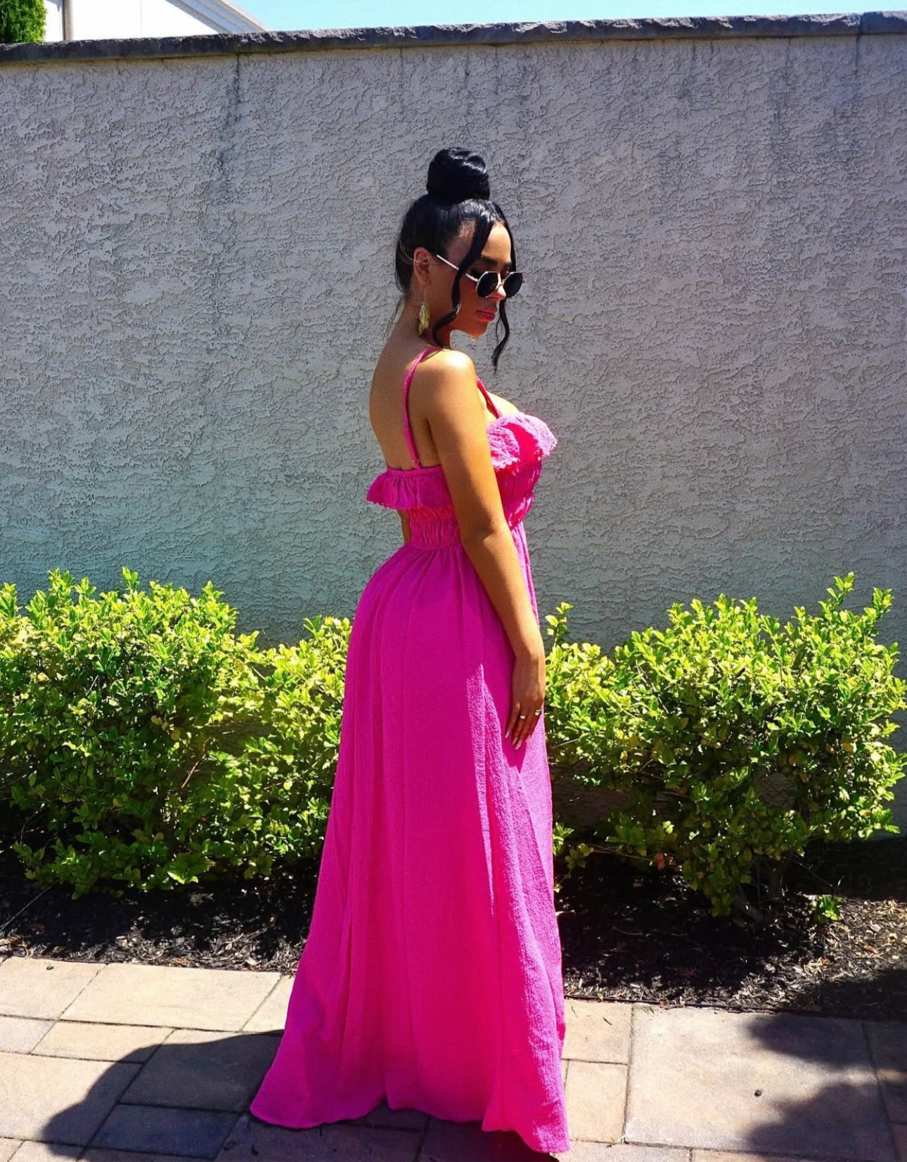 White Birch What In Carnation Full Size Shirred Sleeveless Dress