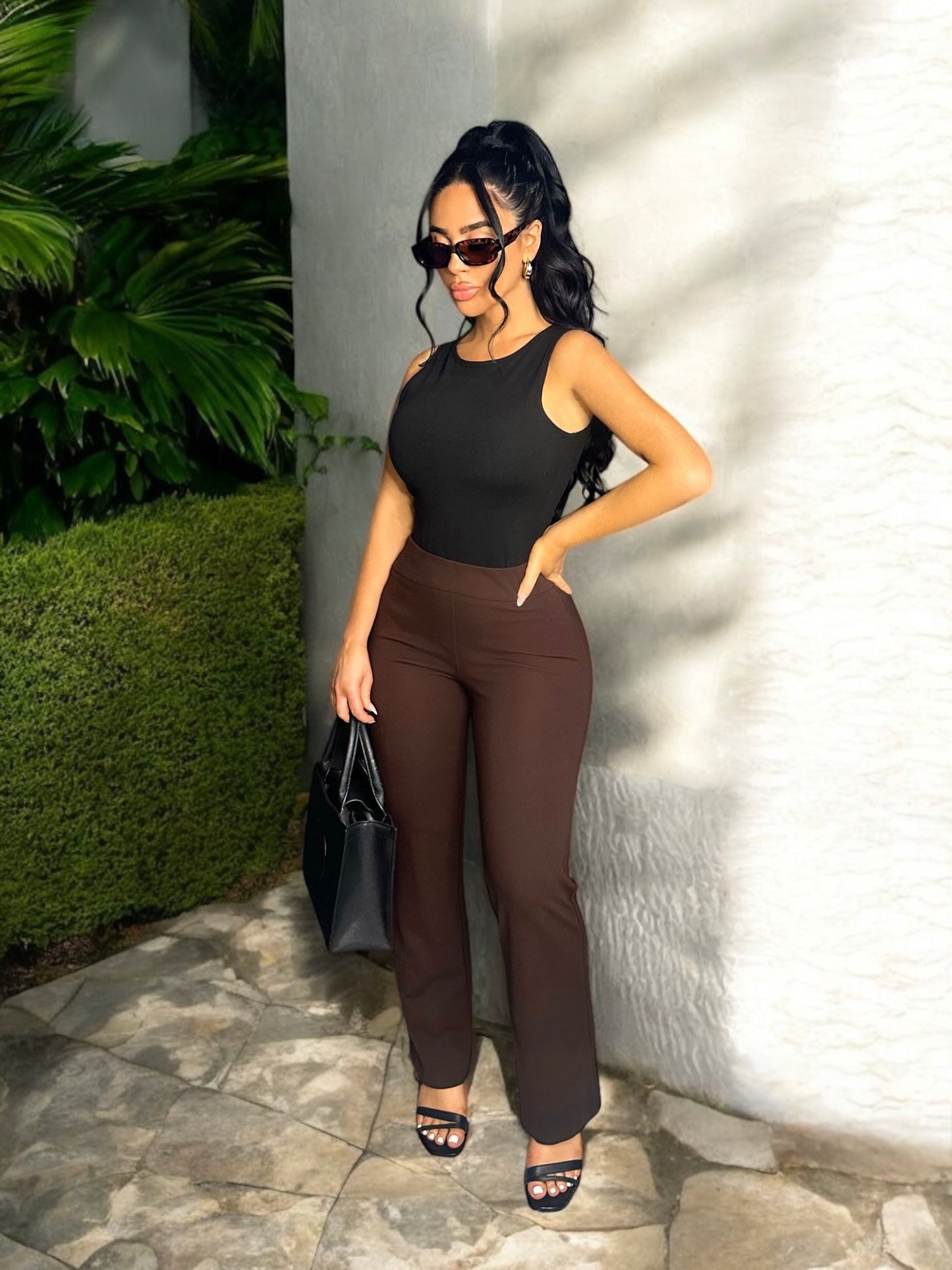 High Waist Straight Leg Pants