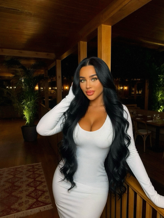 Round Neck Long Sleeve Maxi Wrap Dress