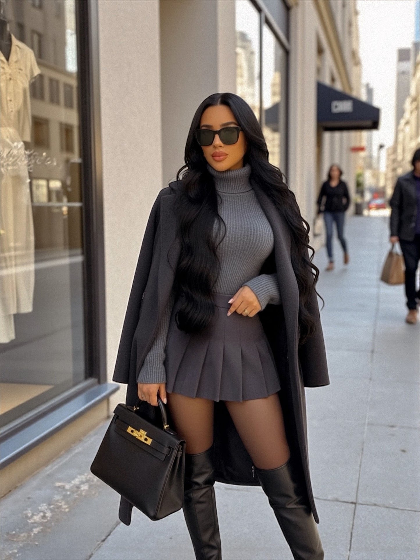 Lapel Collar Long Sleeve Coat