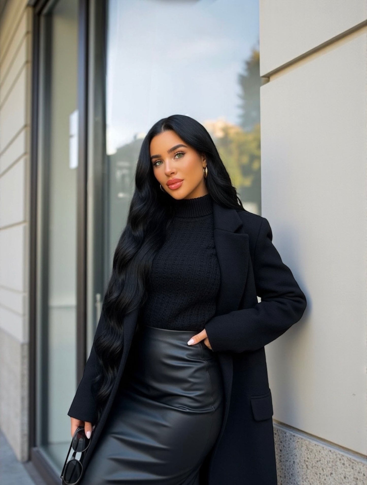 Slit Back Ruched Midi Skirt