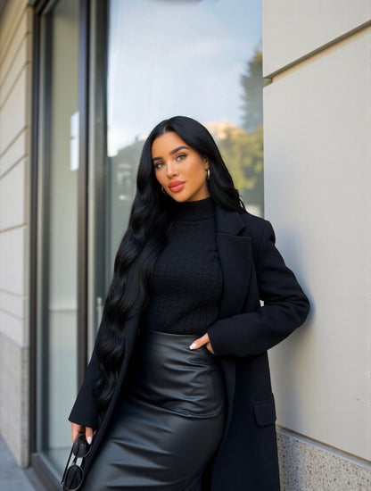 Slit Back Ruched Midi Skirt