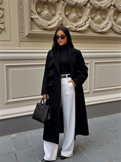 Lapel Collar Long Sleeve Coat