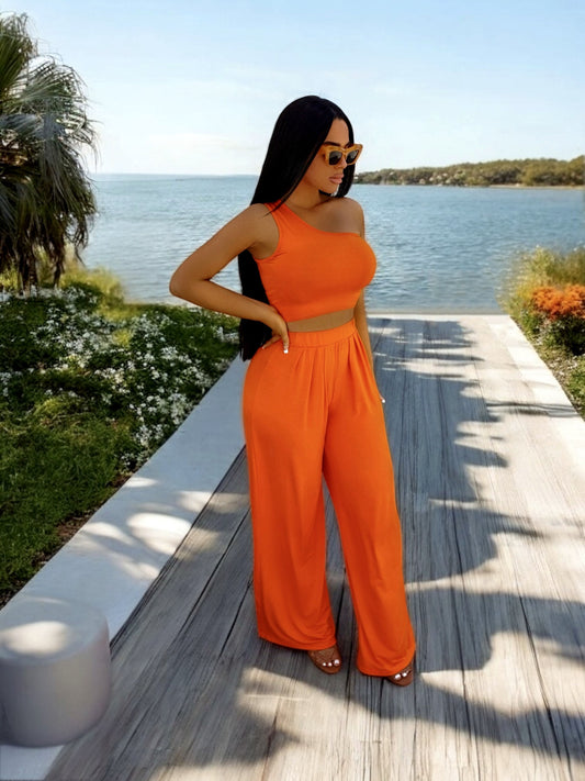 O Crop Top And Pant Set