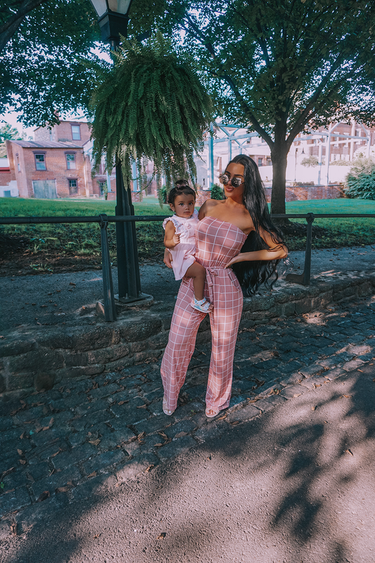 Pink Grid Jumpsuit